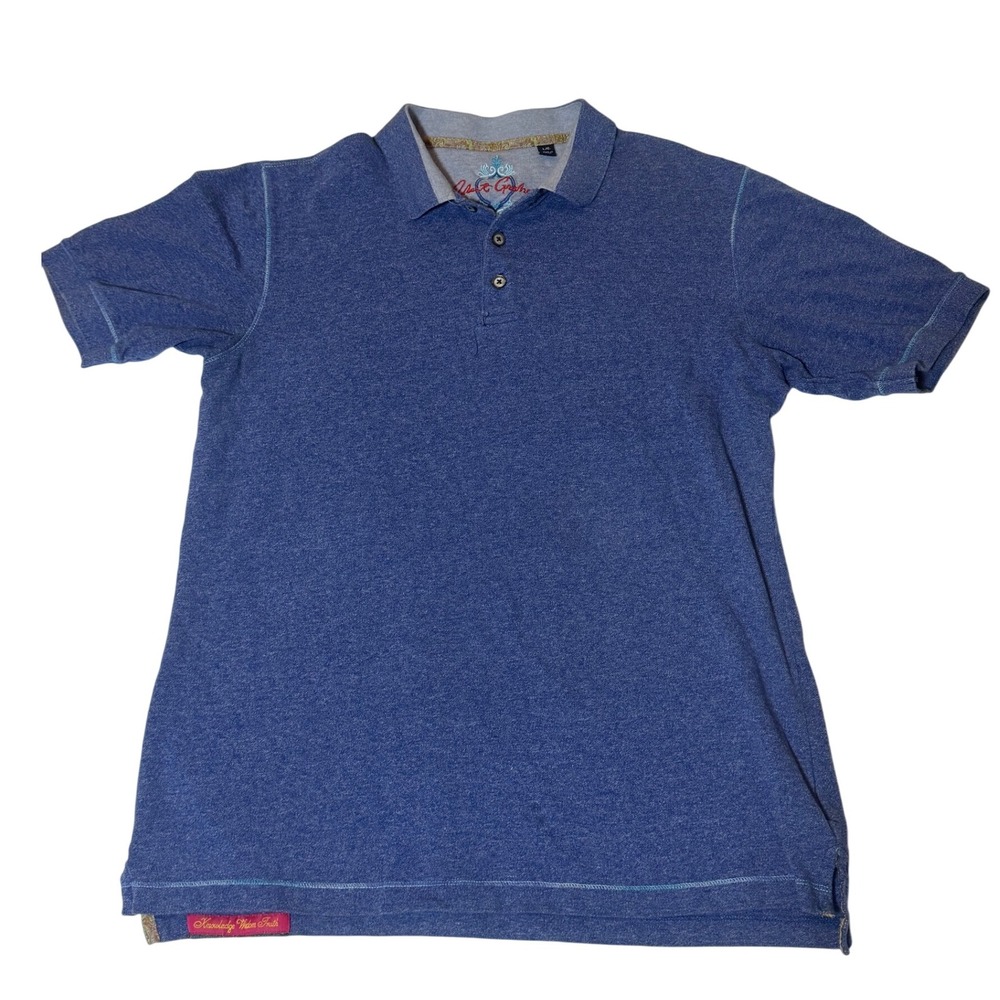 Robert Graham Mens Polo Shirt Large‎ Blue Knowledge Wisdom Truth Cotton